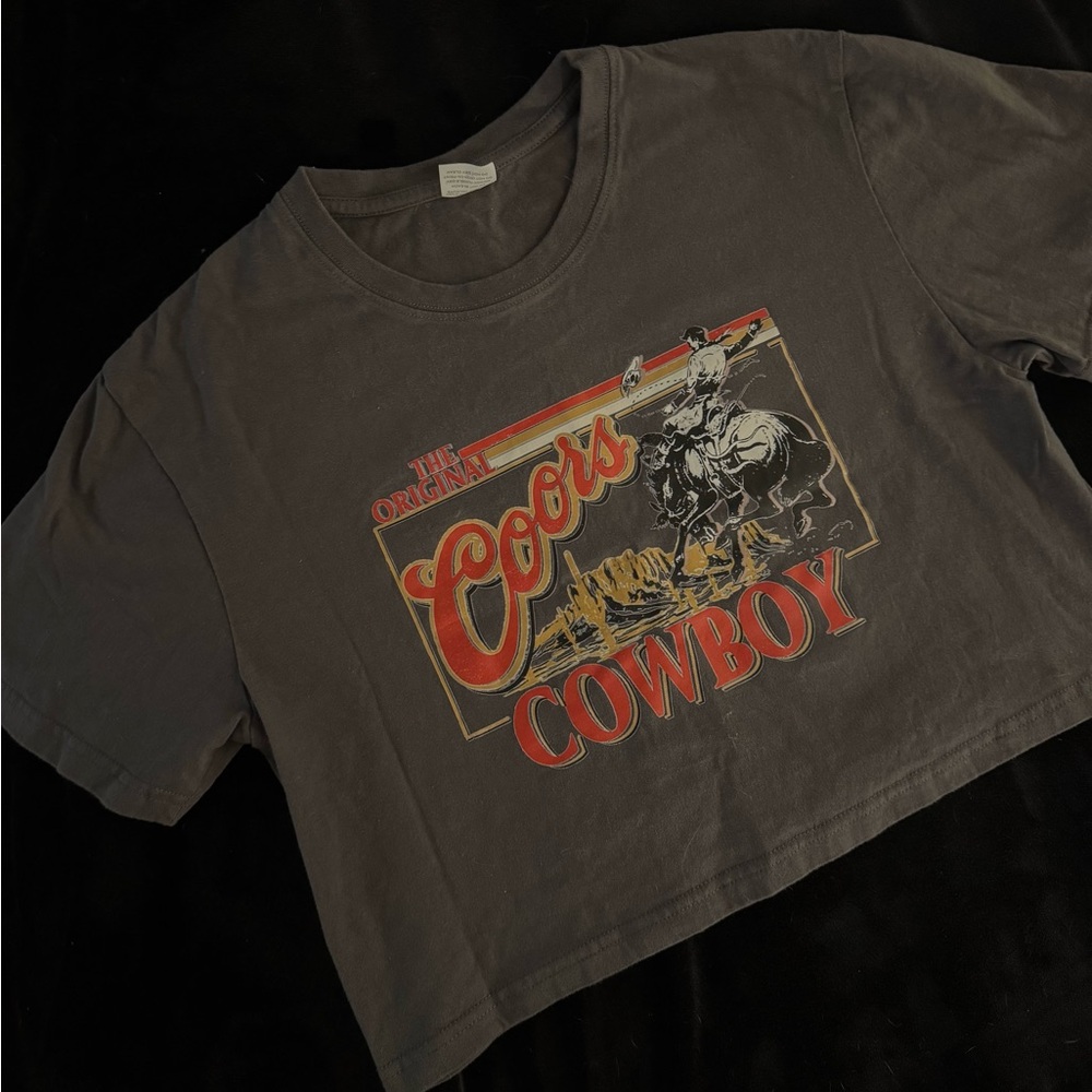 Coors Cowboy crop top- Gray